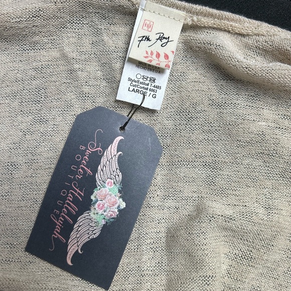 7th Ray Beige laced sleeve Cardigan new with tags large - Picture 5 of 6